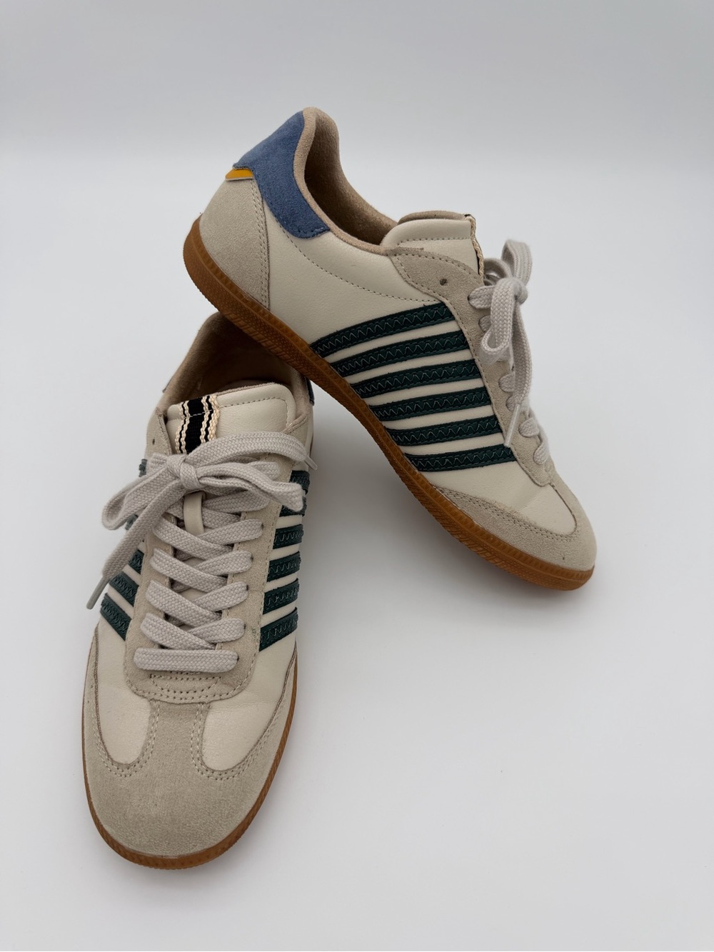 Shu Shop Casual Beige and Dark Green Blue Sneakers Sz 7